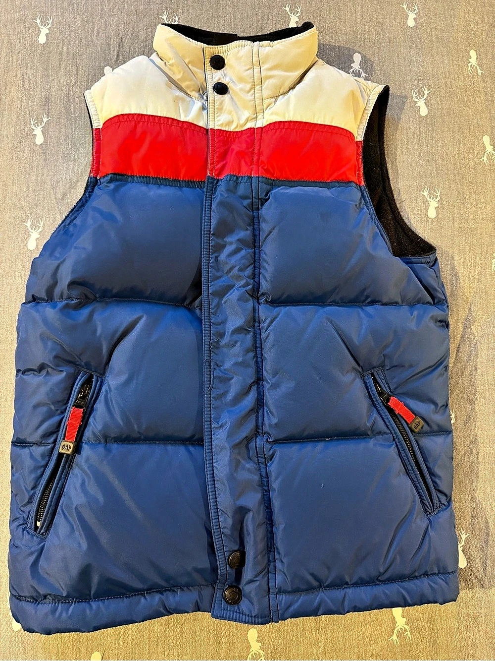 GAP Color Block Puffer Goose-down Vest in Blue & Red kids size 7/8
